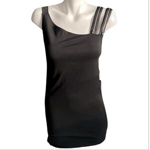 Black Cut Out Dress With Zipper Details. Size S.